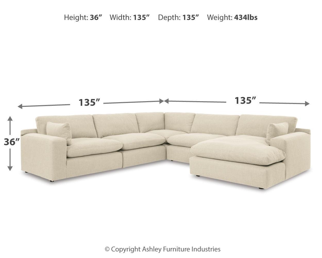 Elyza Linen 5-Piece Sectional With Ottoman PKG012969 - 10006S7 | 1000608 - Ella Furniture