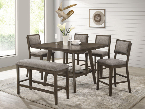 Ember Brown Modern Solid Wood And Veneers Fabric Counter Height Dining Room Set - Ella Furniture