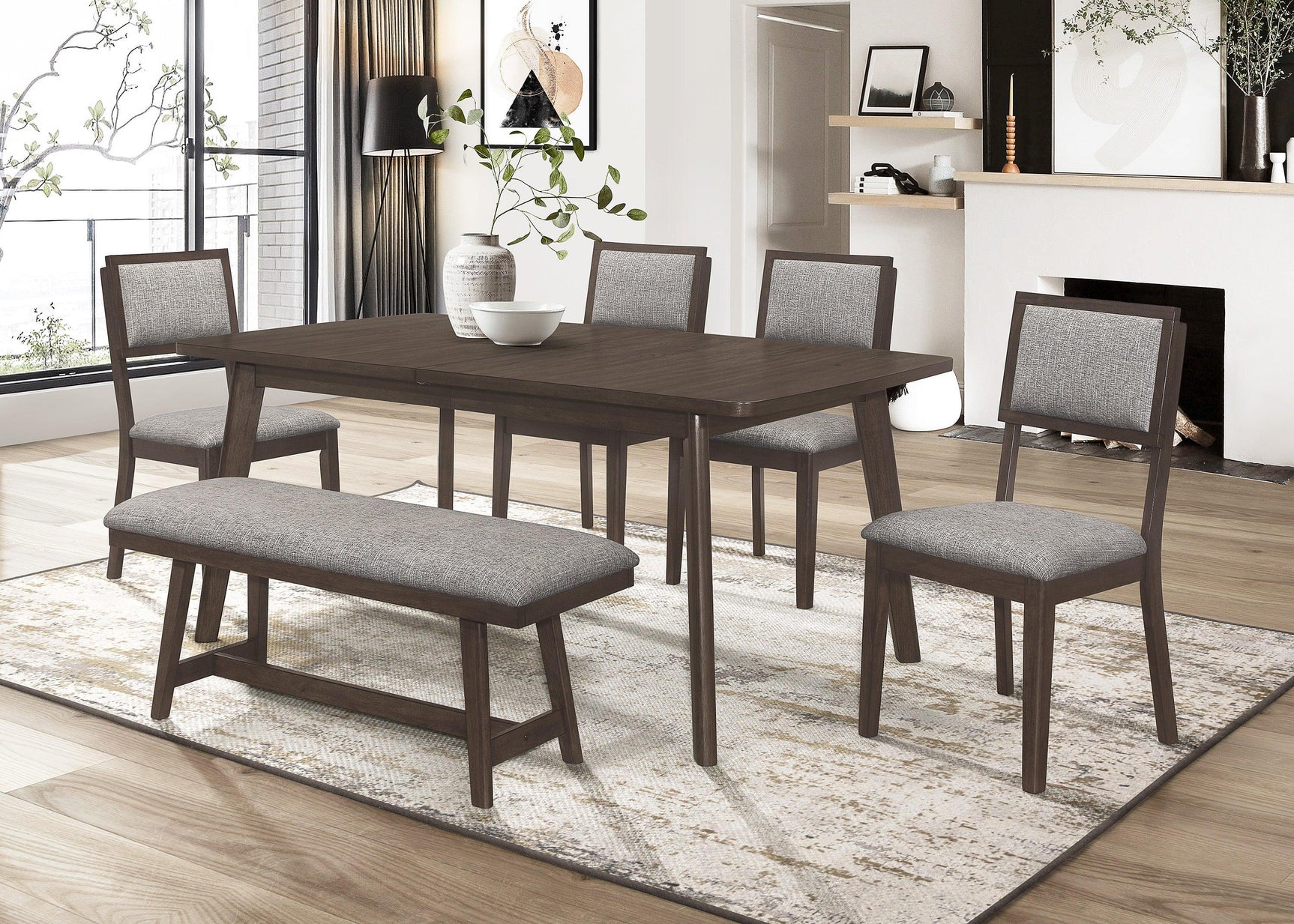 Ember Brown Transitional Wood And Veneers Dining Room Set - Ella Furniture