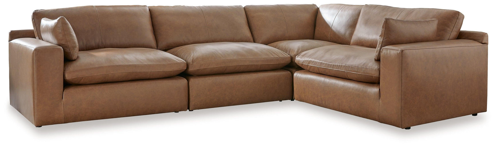 Emilia Caramel 4-Piece Sectional With Ottoman - Ella Furniture