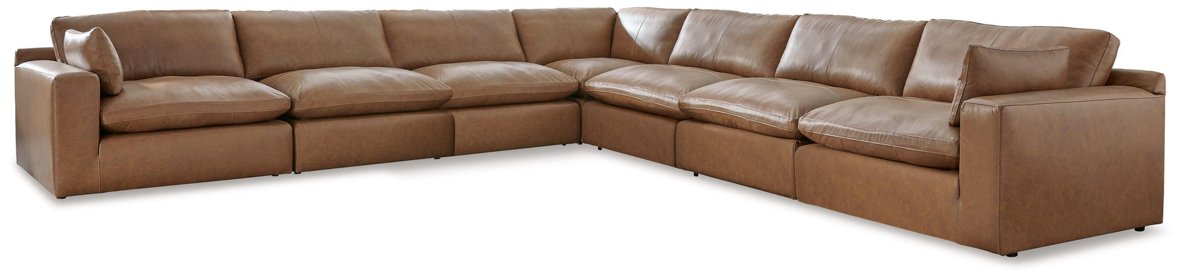 Emilia Caramel 7-Piece Sectional With Ottoman - Ella Furniture