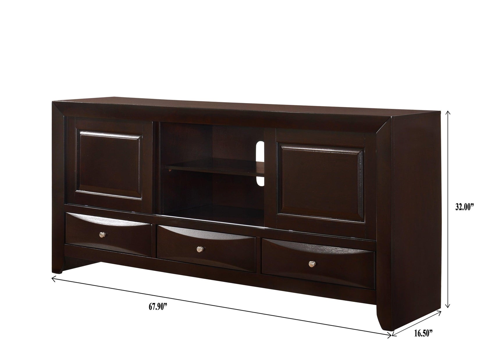 Emily Dresser Dark Cherry, Sleek And Modern Wood, 8 Drawers - Ella Furniture