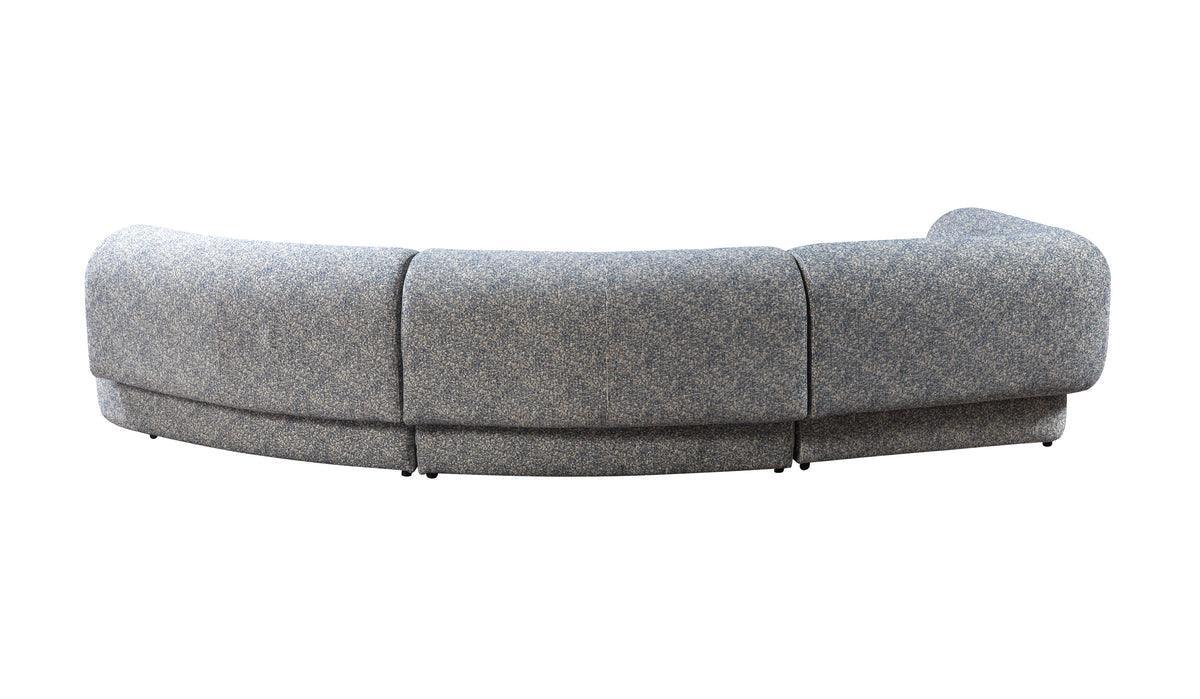 Esmeralda Blue Boucle 3-Piece Curved Sectional - Ella Furniture