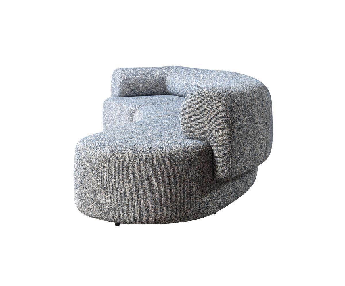 Esmeralda Blue Boucle 3-Piece Curved Sectional - Ella Furniture