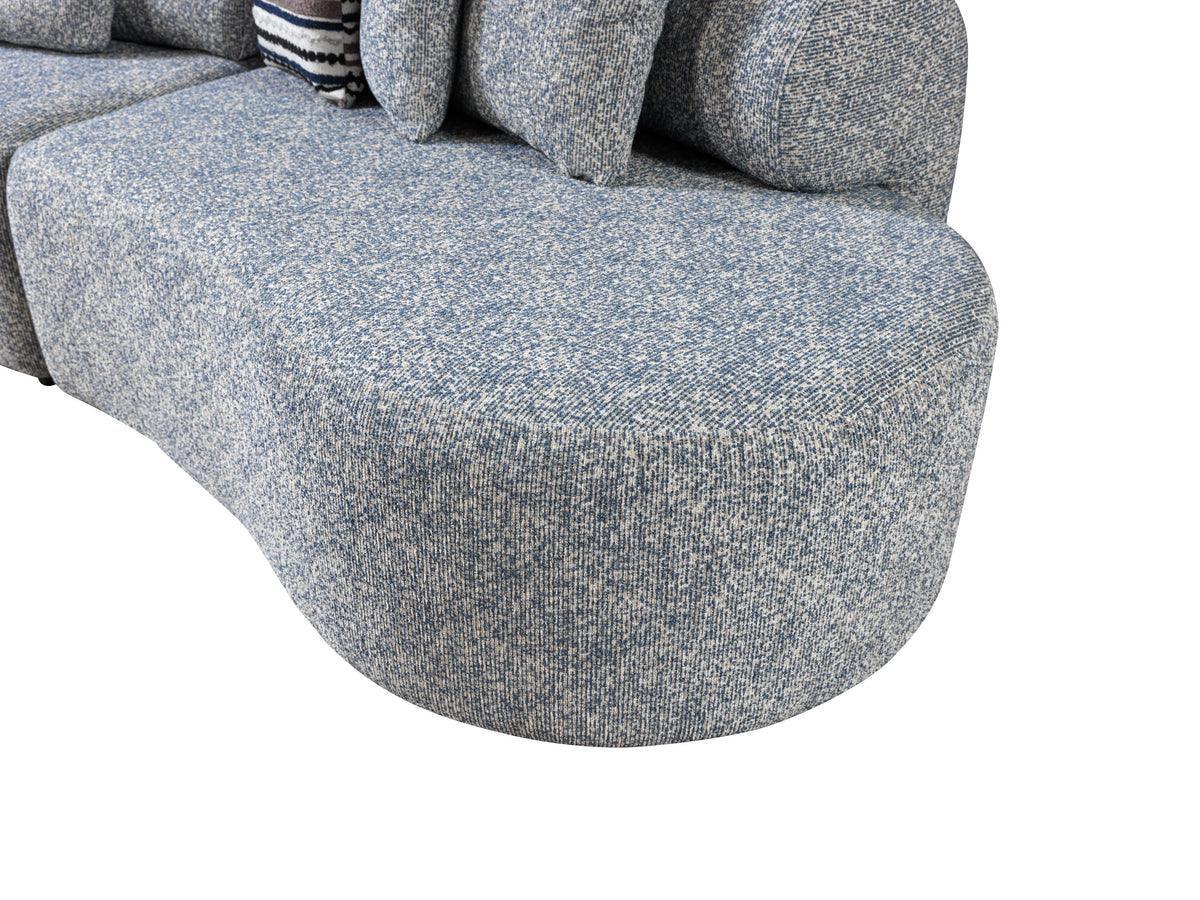 Esmeralda Blue Boucle 3-Piece Curved Sectional - Ella Furniture