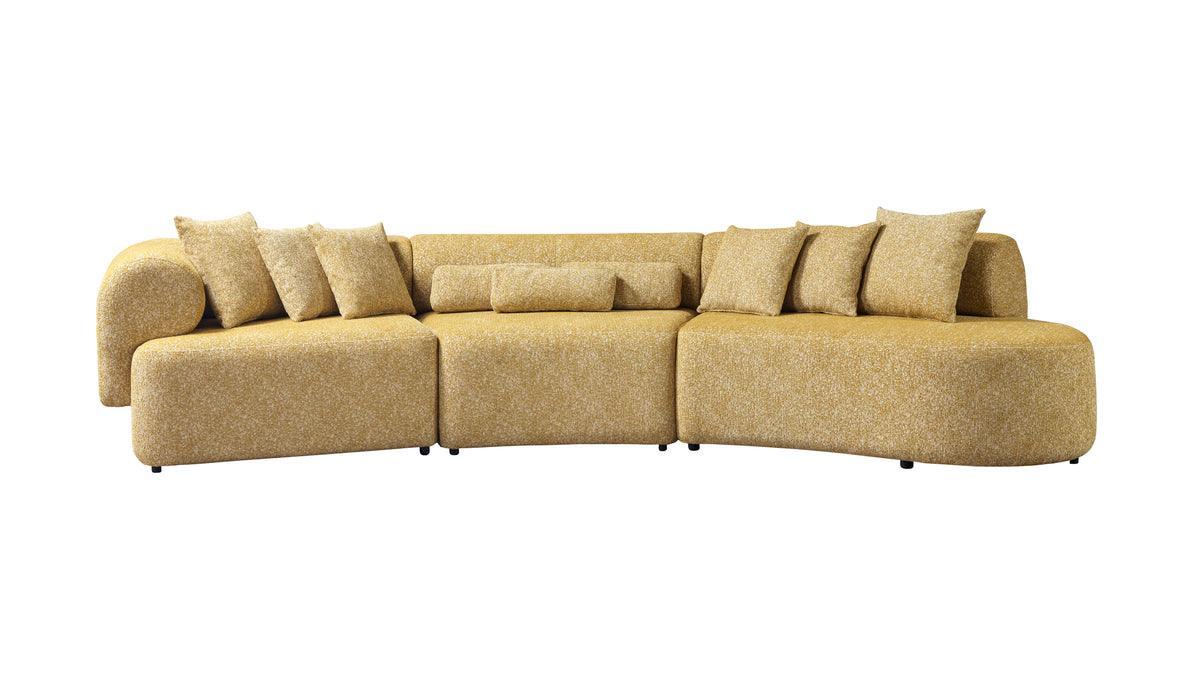 Esmeralda Mustard Boucle 3-Piece Curved Sectional - Ella Furniture