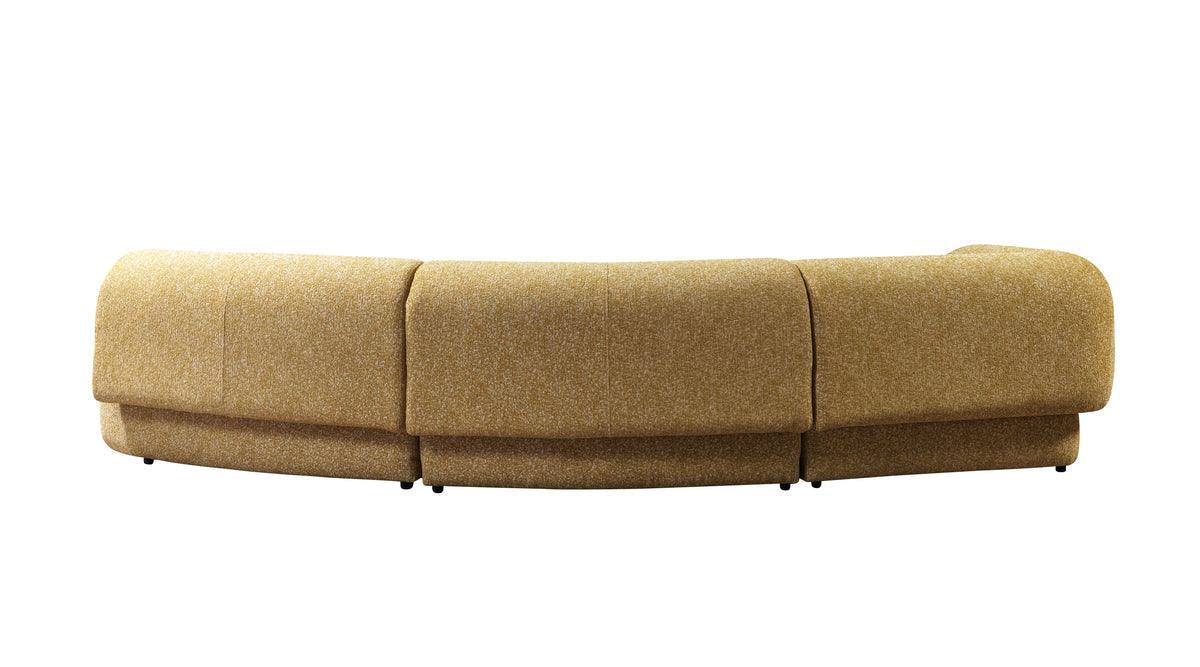 Esmeralda Mustard Boucle 3-Piece Curved Sectional - Ella Furniture