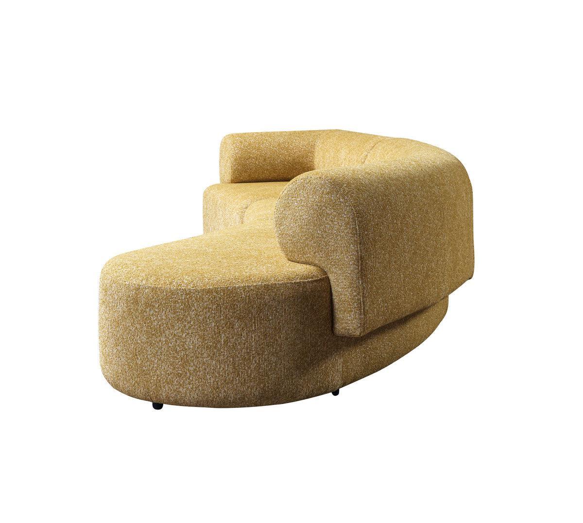 Esmeralda Mustard Boucle 3-Piece Curved Sectional - Ella Furniture