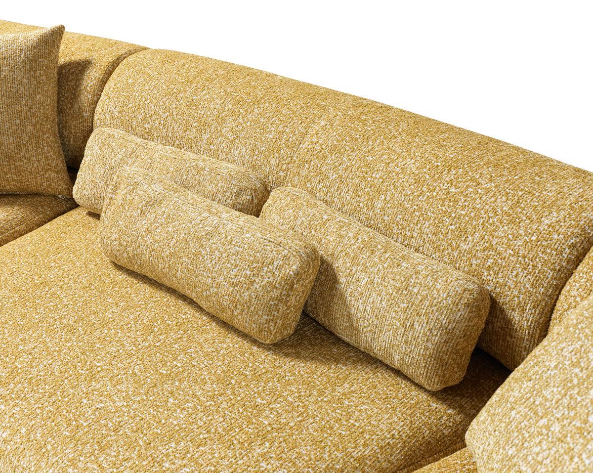 Esmeralda Mustard Boucle 3-Piece Curved Sectional - Ella Furniture