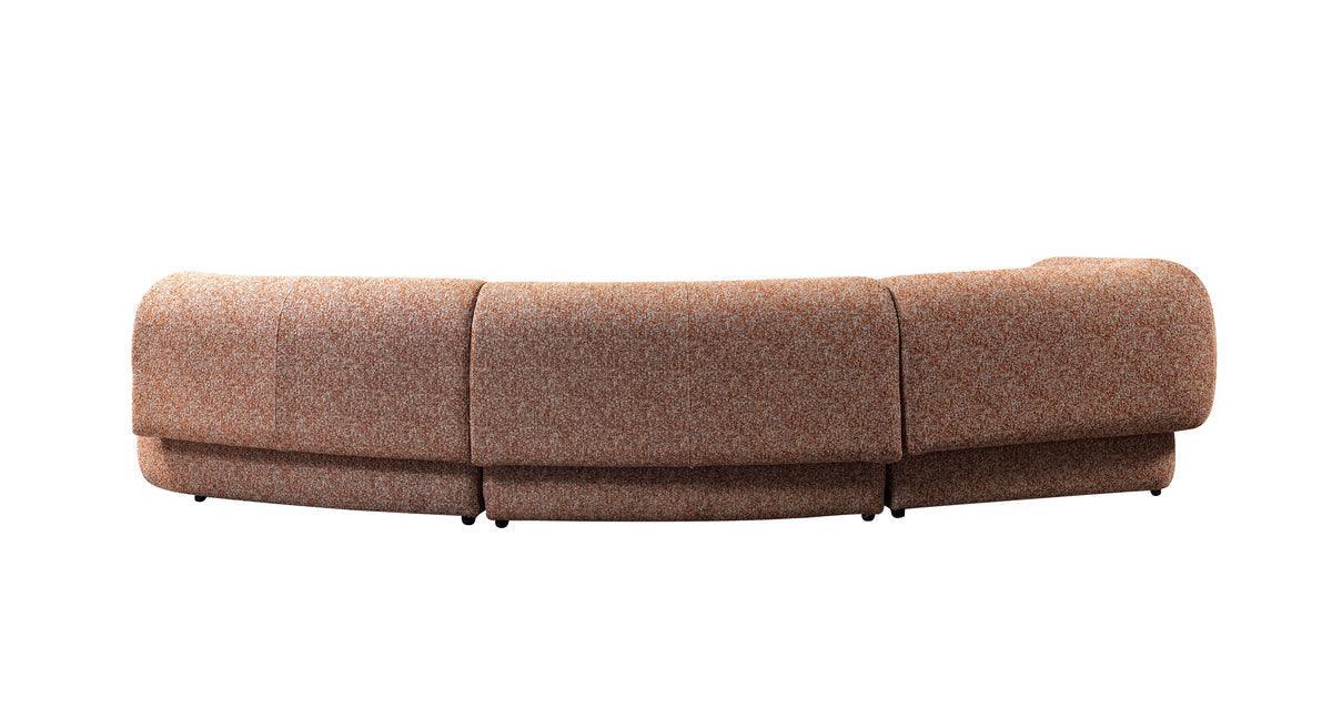 Esmeralda Orange Boucle 3-Piece Curved Sectional - Ella Furniture