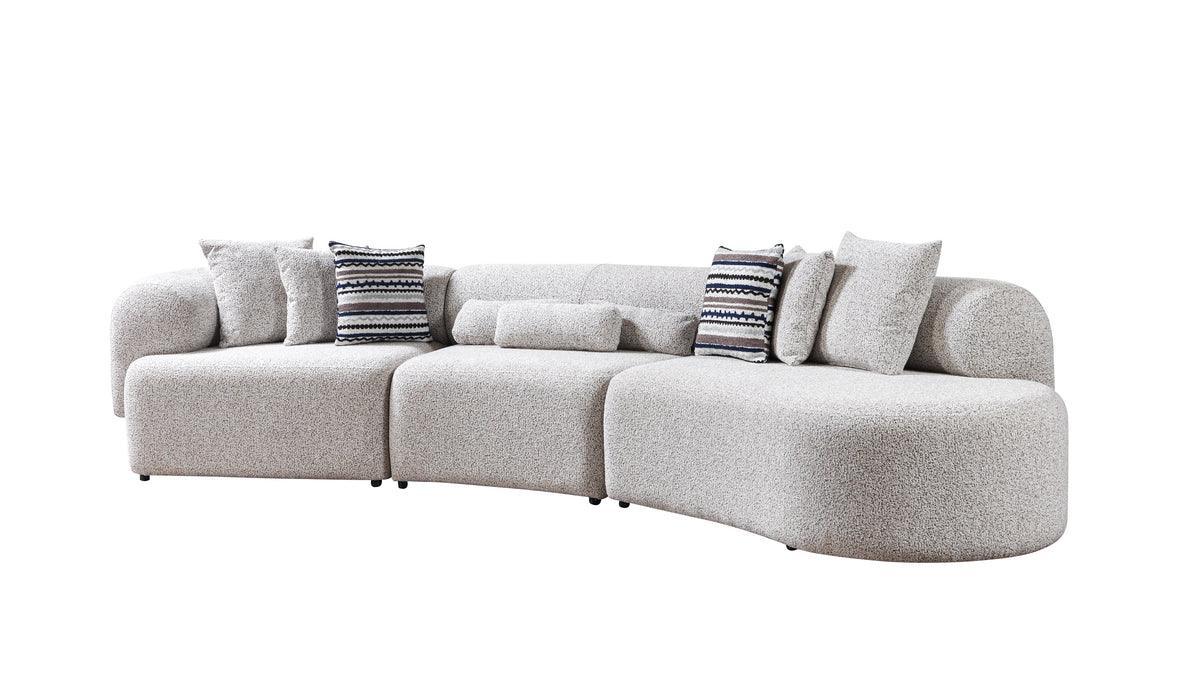 Esmeralda Stone Boucle 3-Piece Curved Sectional - Ella Furniture