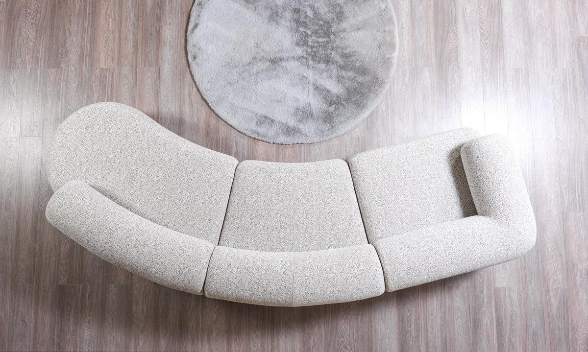 Esmeralda Stone Boucle 3-Piece Curved Sectional - Ella Furniture