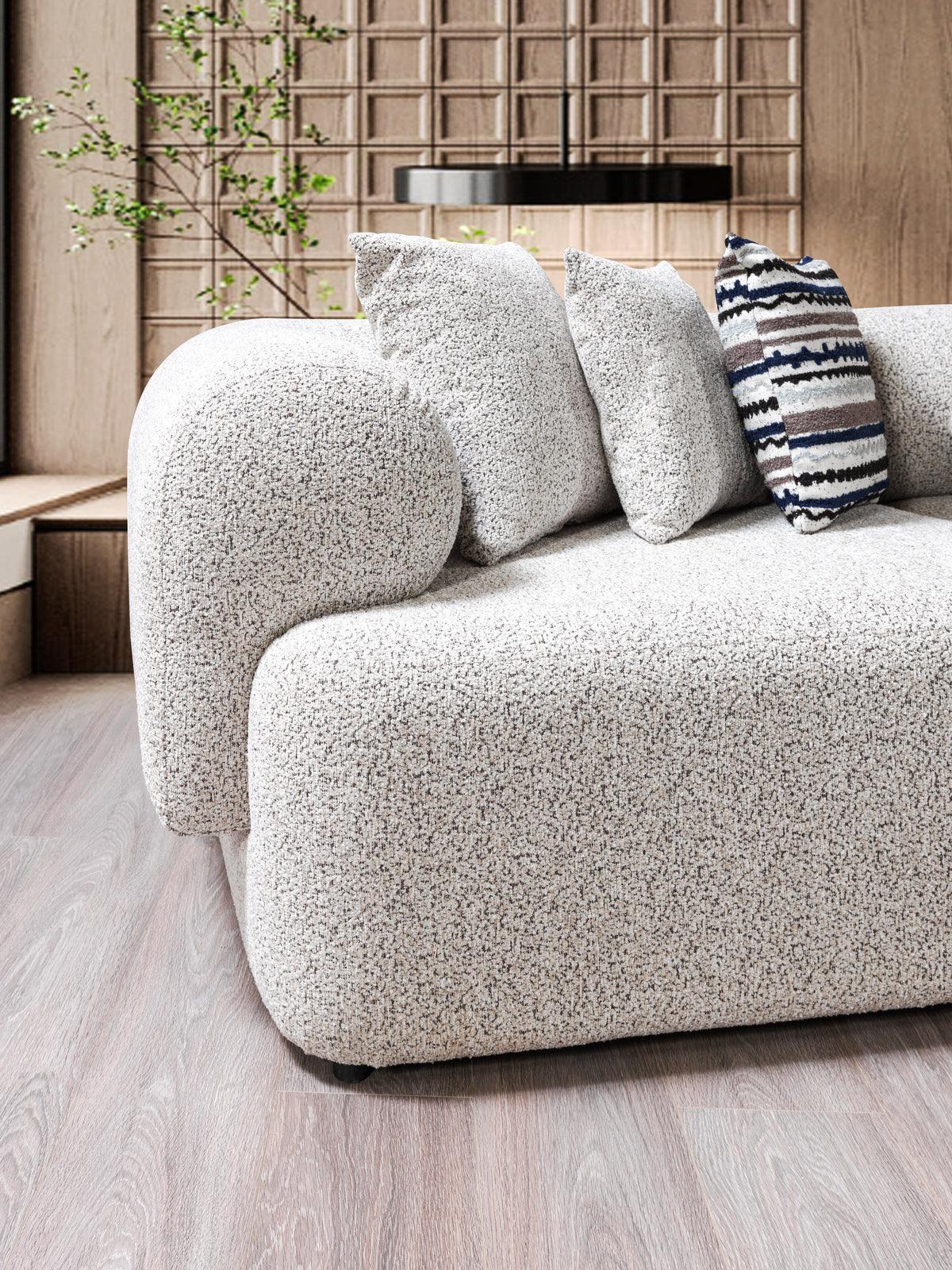 Esmeralda Stone Boucle 3-Piece Curved Sectional - Ella Furniture