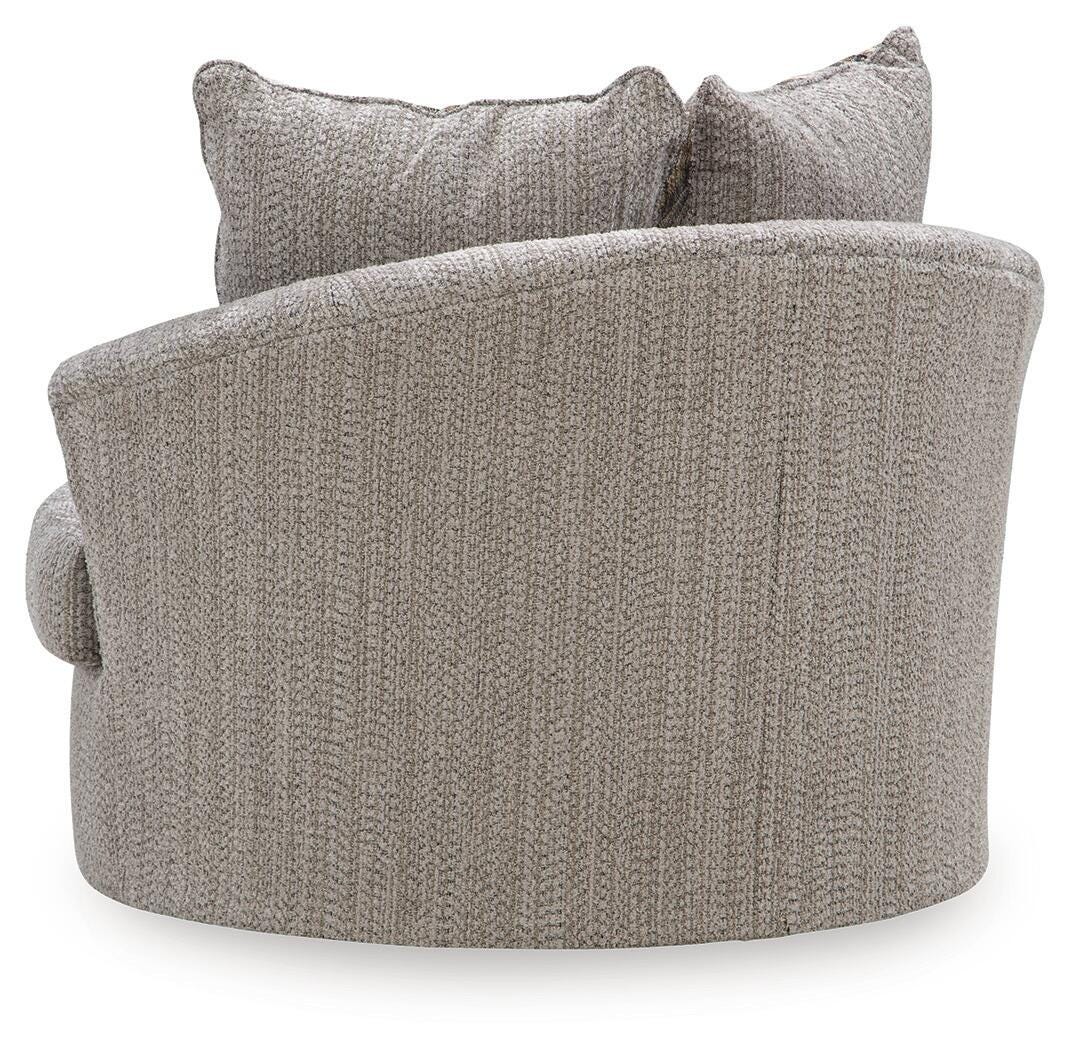 Lofwood Fossil Chenille Swivel Accent Chair — back view