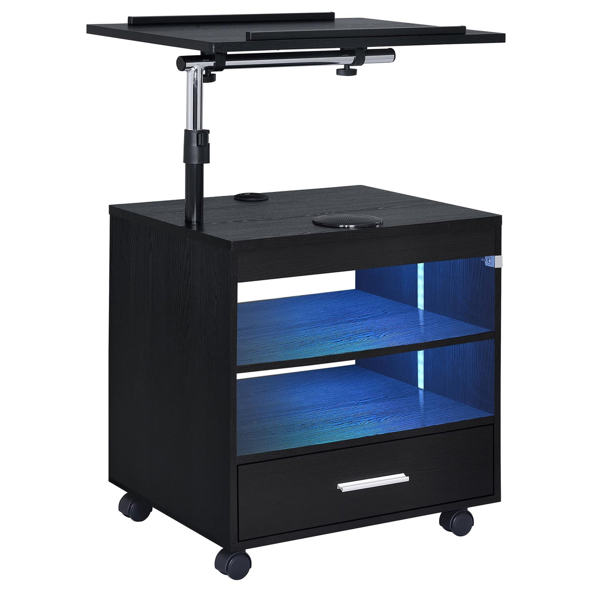 Lerma 1-Drawer Adjustable Tray Top Nightstand with Speaker Black Ash — product image 2