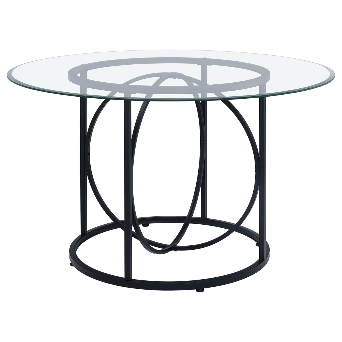 Levy 48-inch Round Glass Top Dining Table Matte Black — product view
