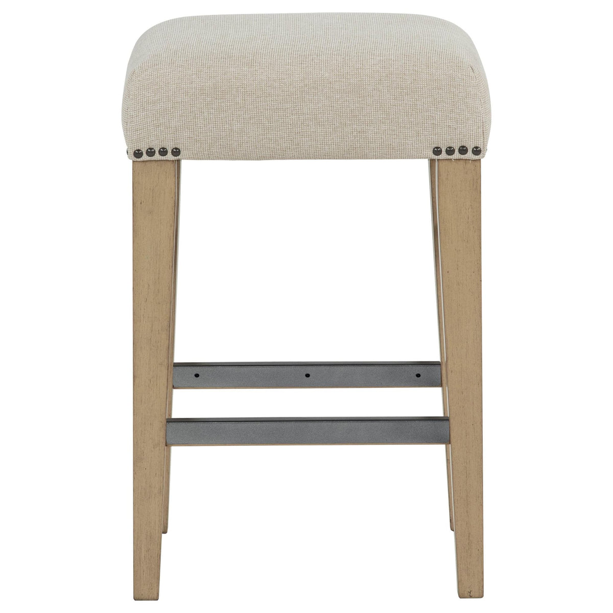Naser Beige Upholstered Counter Stool Light Oak Set of 2 — product image 3