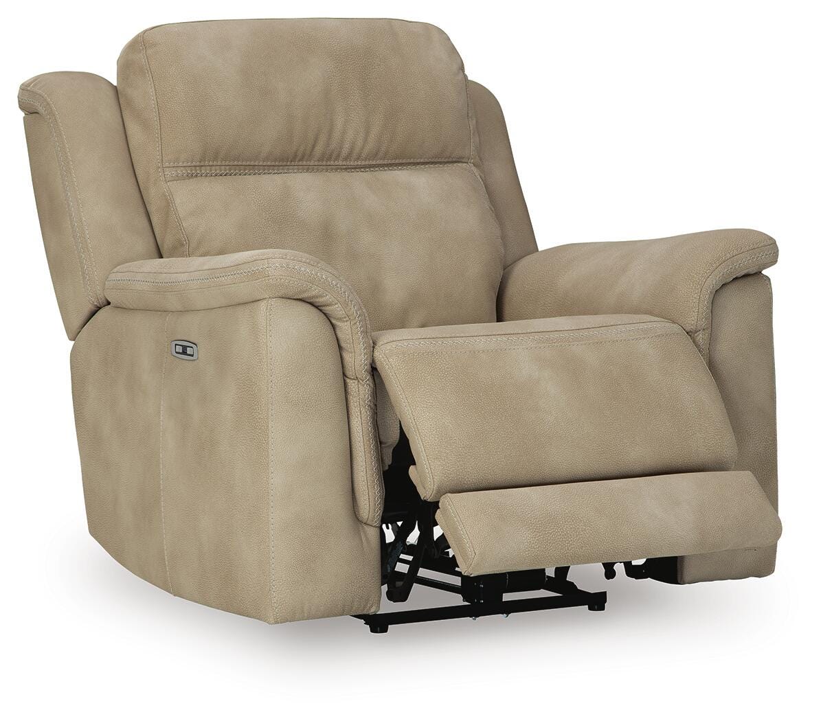 Next-Gen Durapella Sand Microfiber Power Recliner — angled view