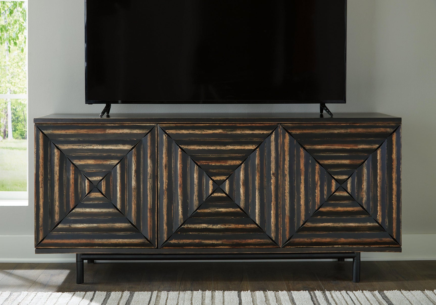 Fair Ridge Distressed Black Accent Cabinet - Ella Furniture