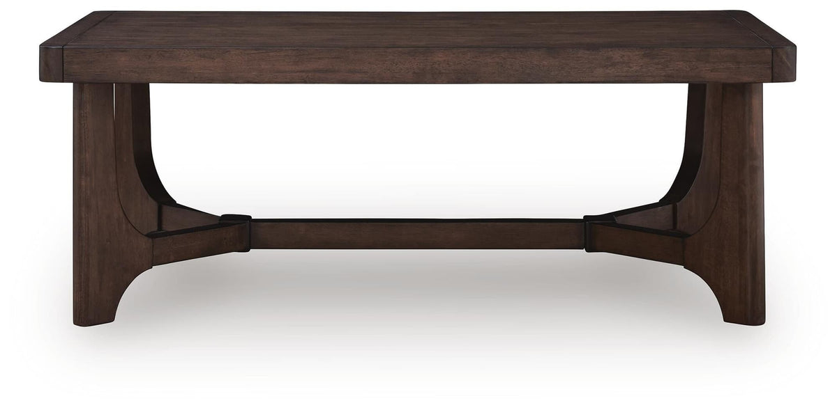 Korestone Dark Brown Coffee Table with 2 End Tables — front view