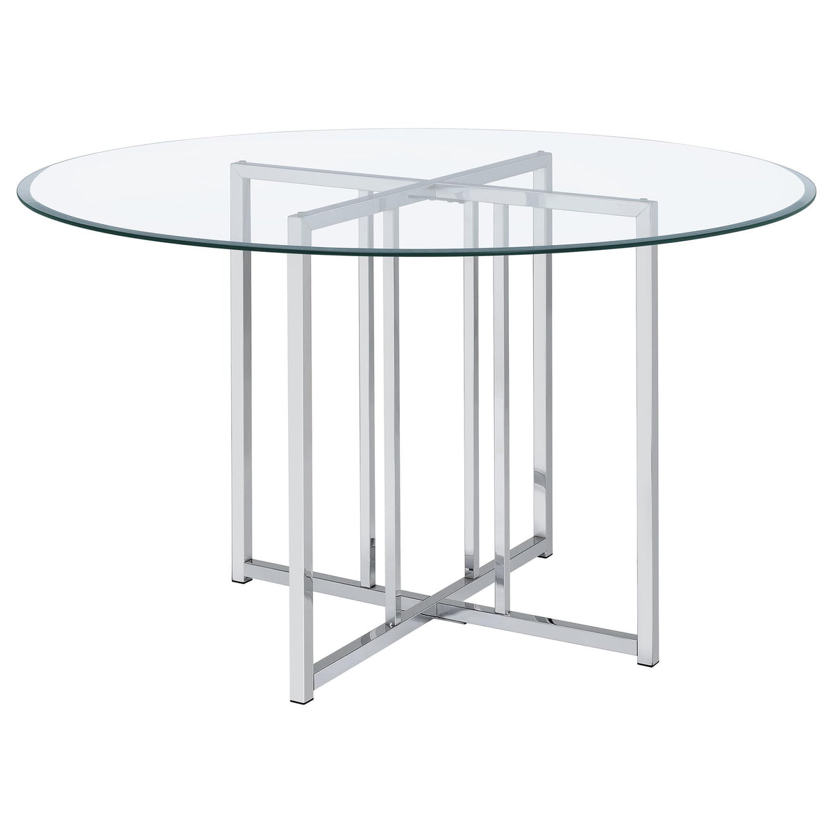Pace 48-inch Round Glass Top Dining Table Chrome — product view