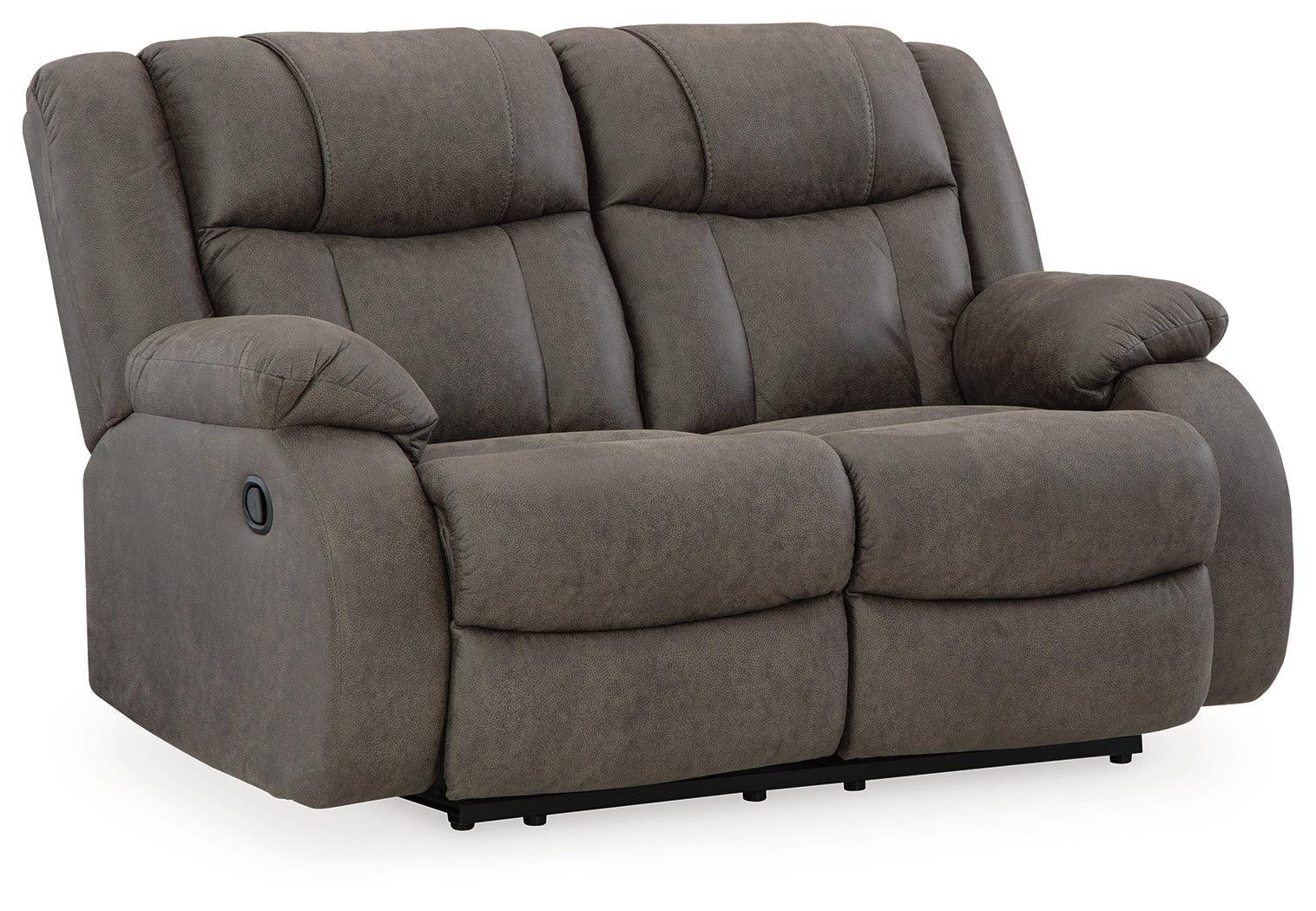 First Gunmetal Base Sofa, Loveseat And Recliner - Ella Furniture