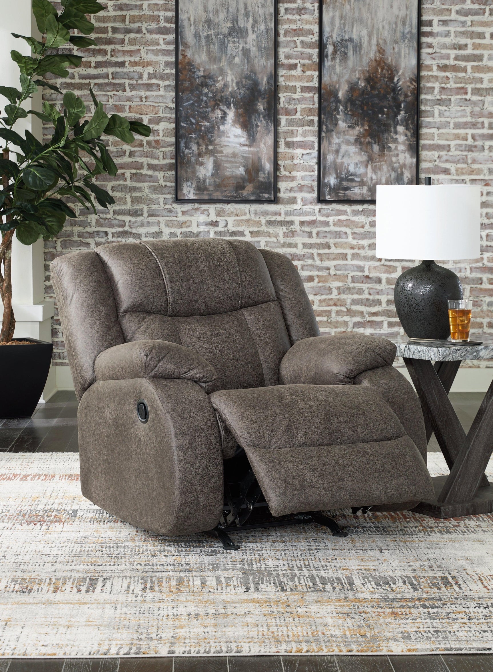 First Gunmetal Base Sofa, Loveseat And Recliner - Ella Furniture