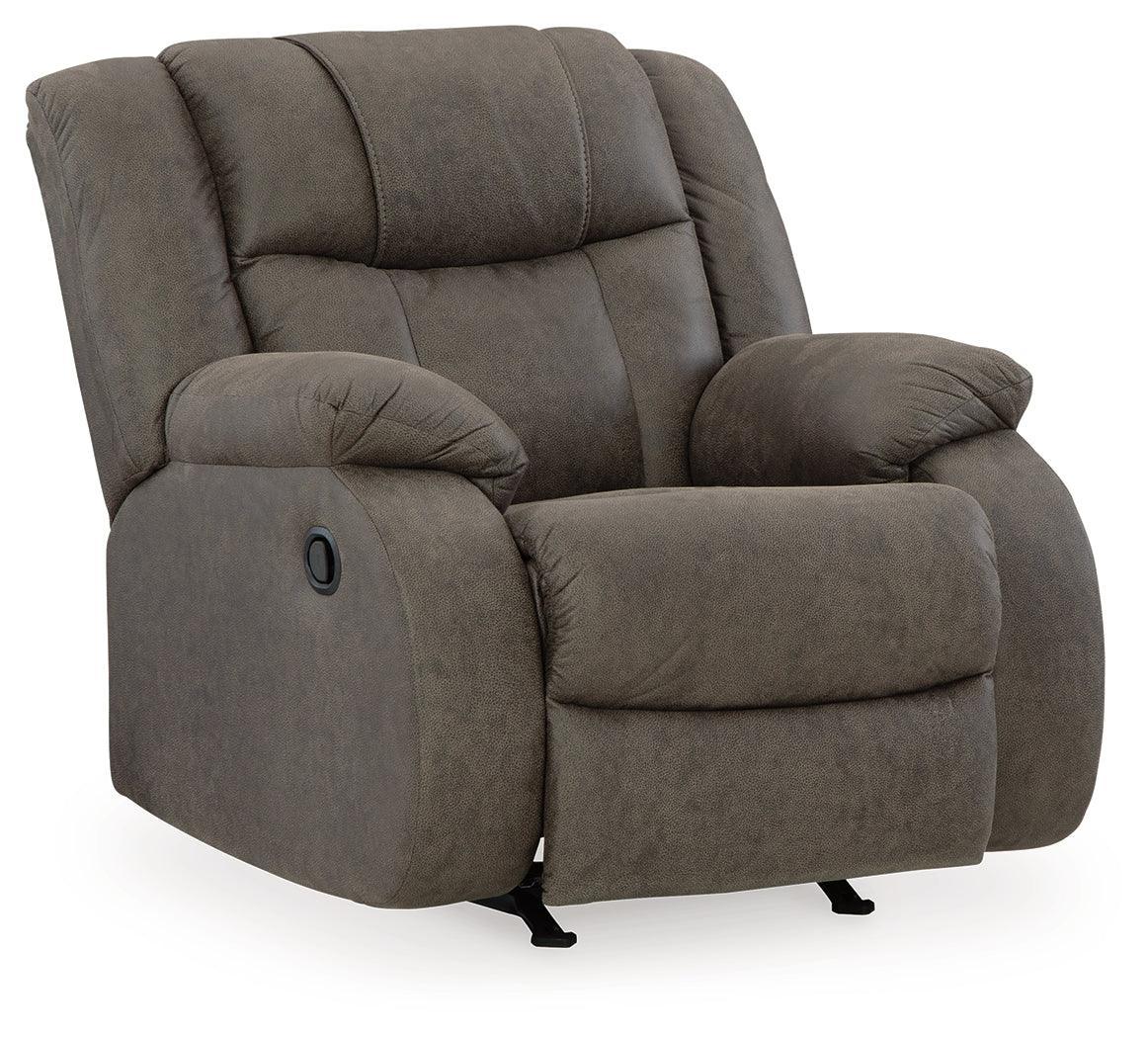 First Gunmetal Base Sofa, Loveseat And Recliner - Ella Furniture
