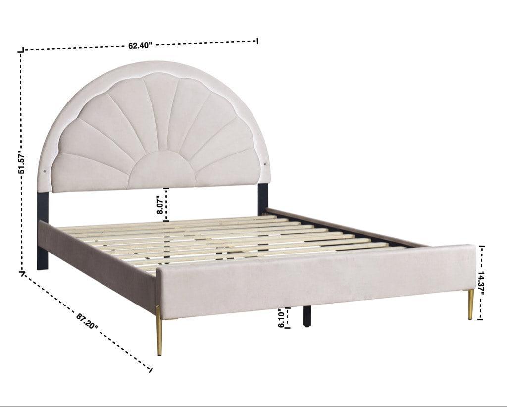 Flora Pink Platform Bed Full, Queen (Led Lights) (Full) - Ella Furniture