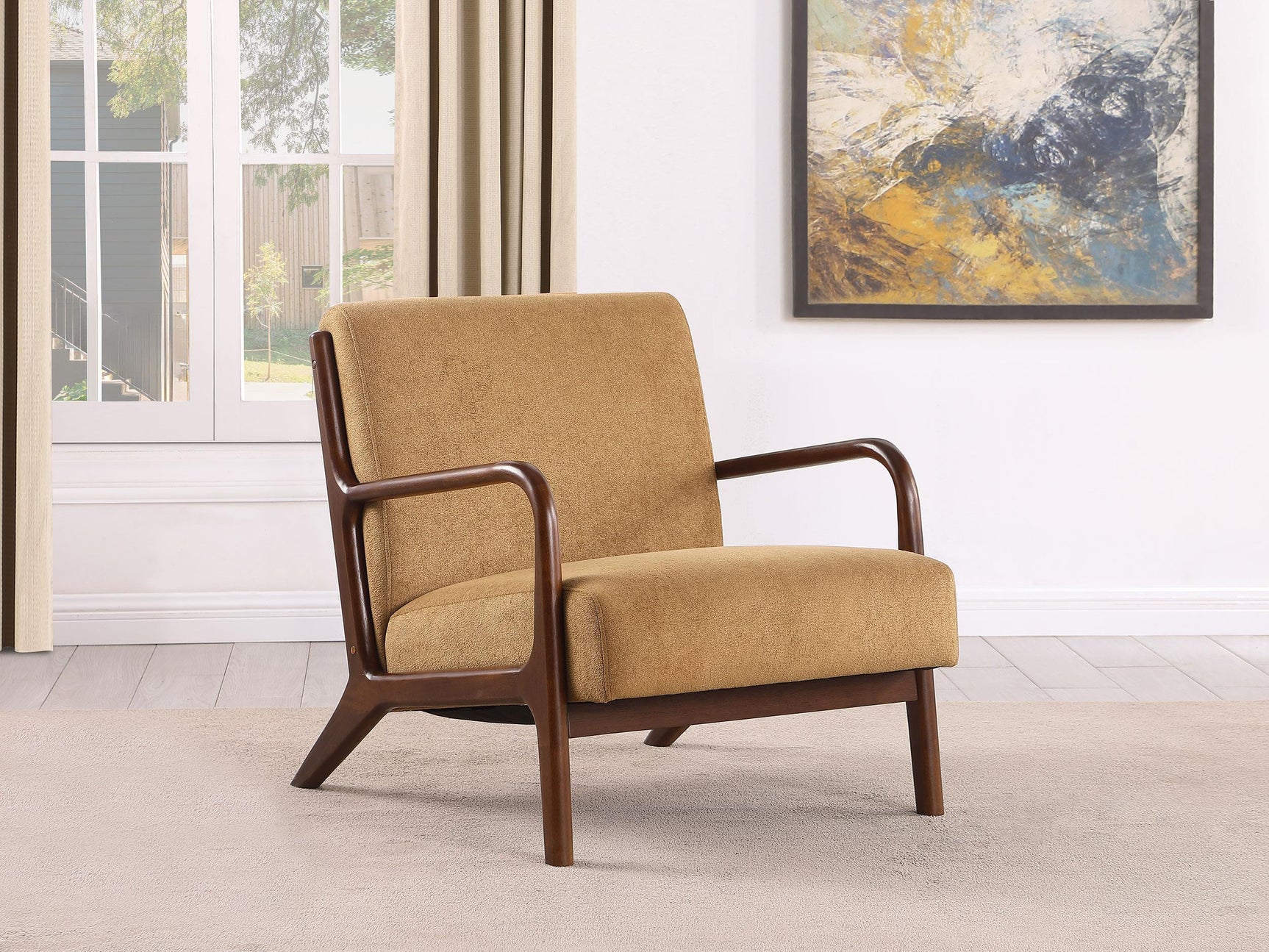 Foster Upholstered Wood Frame Accent Chair Honey 902271 - Ella Furniture