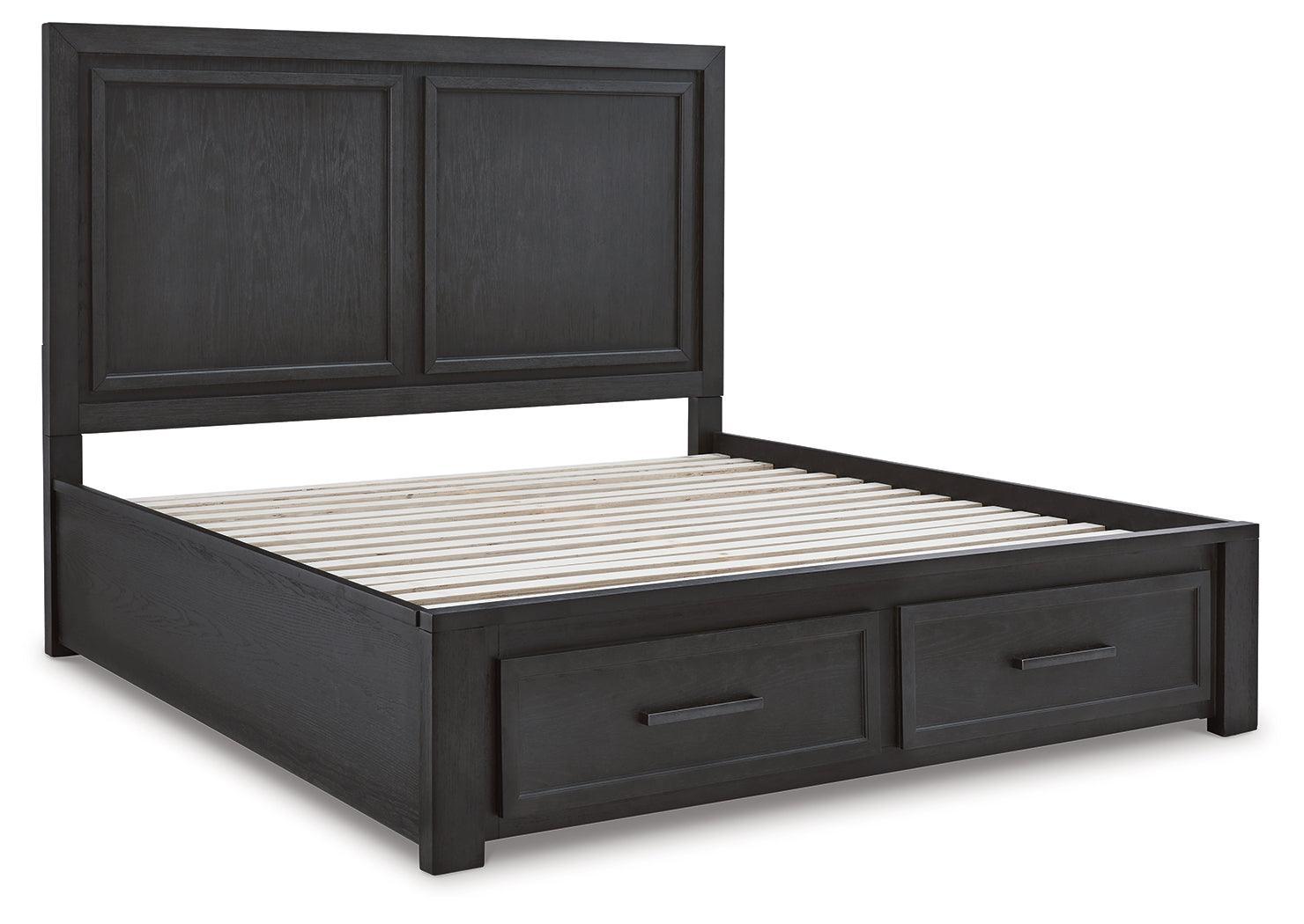 Foyland Black/brown Panel Storage Bedroom Set - Ella Furniture