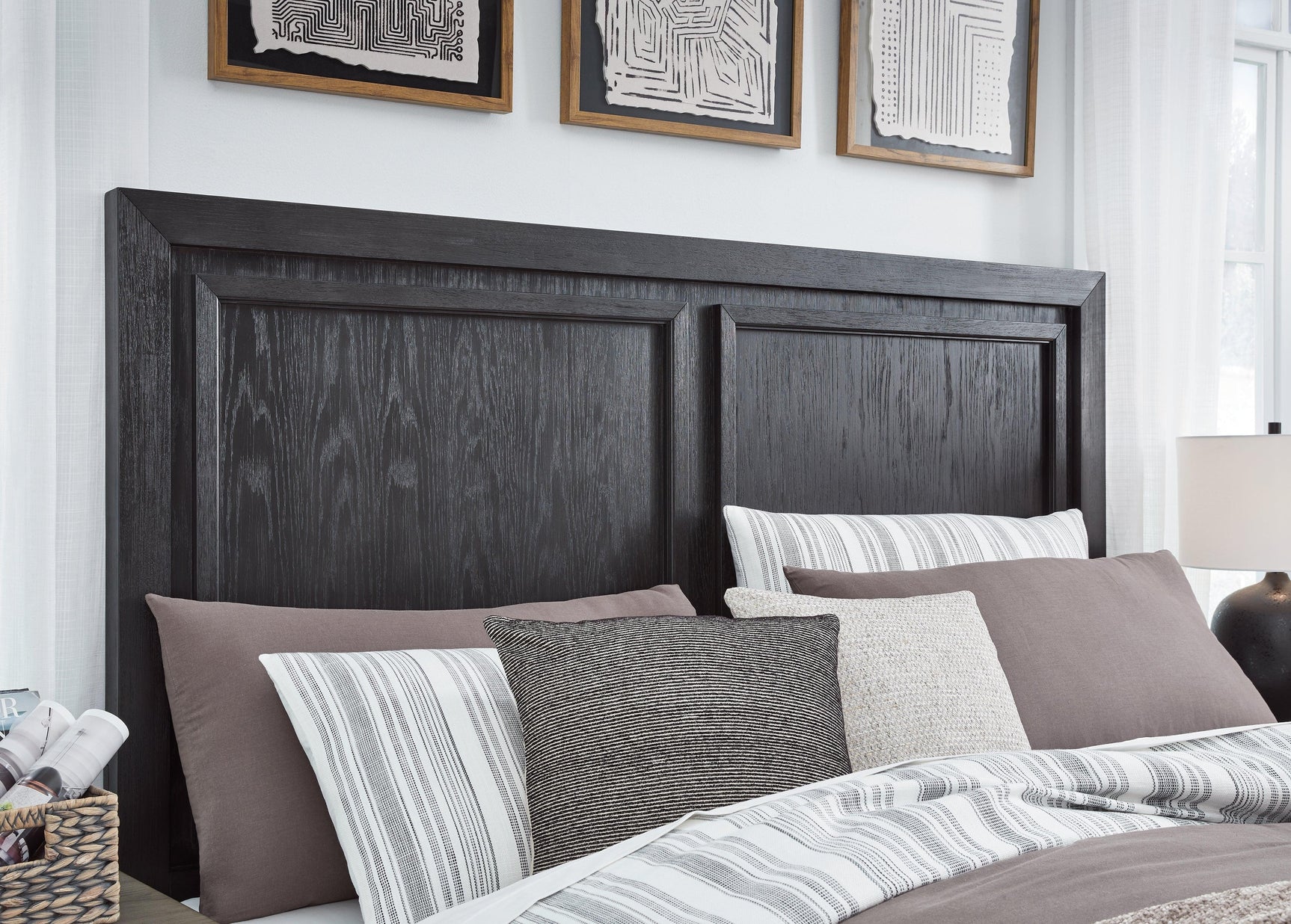 Foyland Black/brown Panel Storage Bedroom Set - Ella Furniture