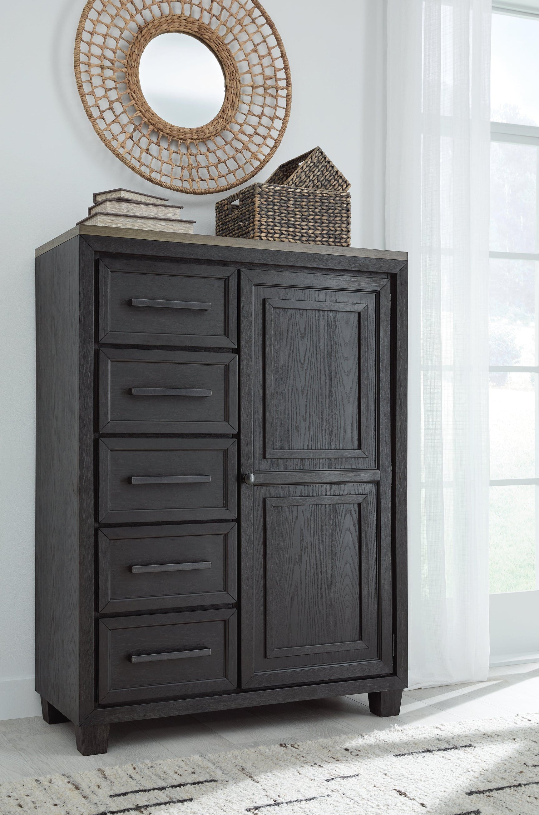 Foyland Black/brown Panel Storage Bedroom Set - Ella Furniture