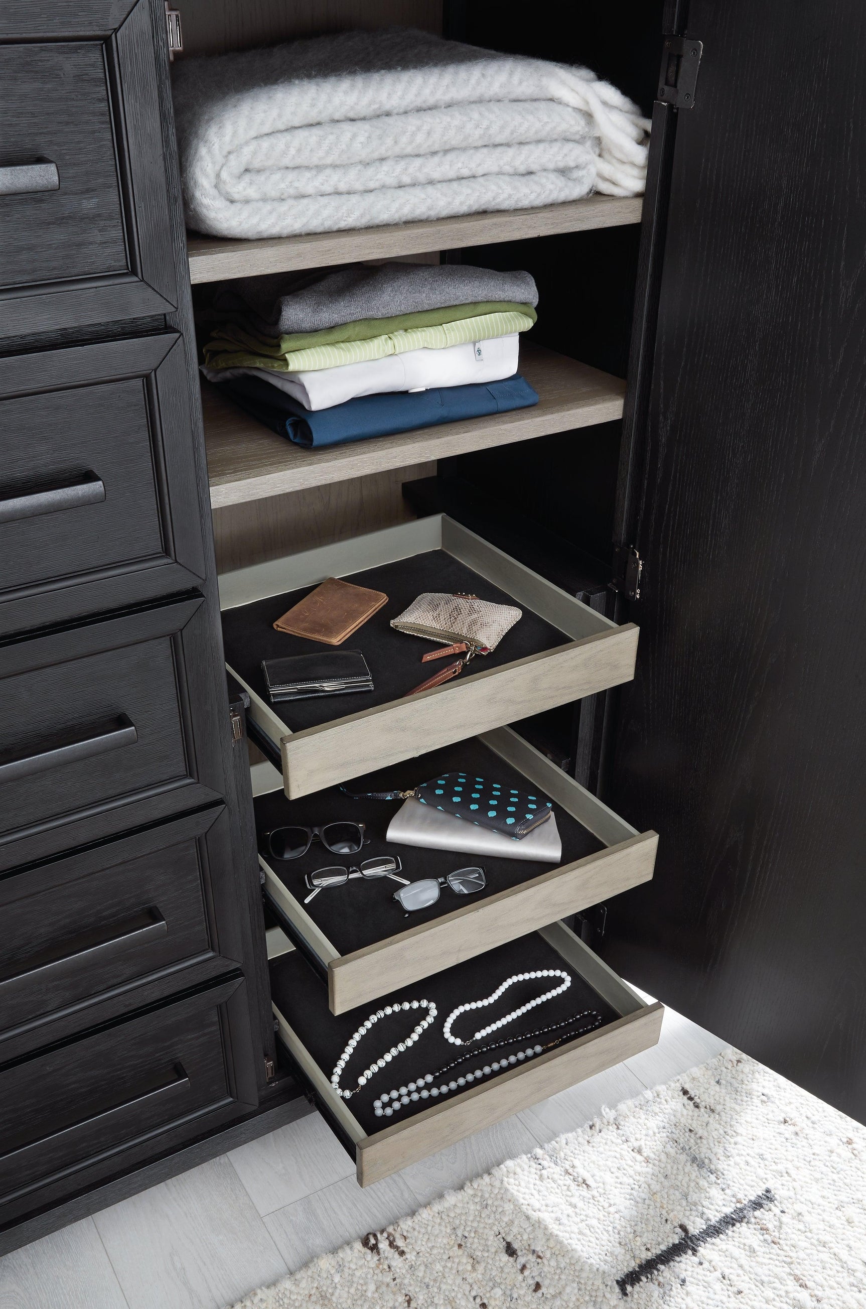 Foyland Black/brown Panel Storage Bedroom Set - Ella Furniture