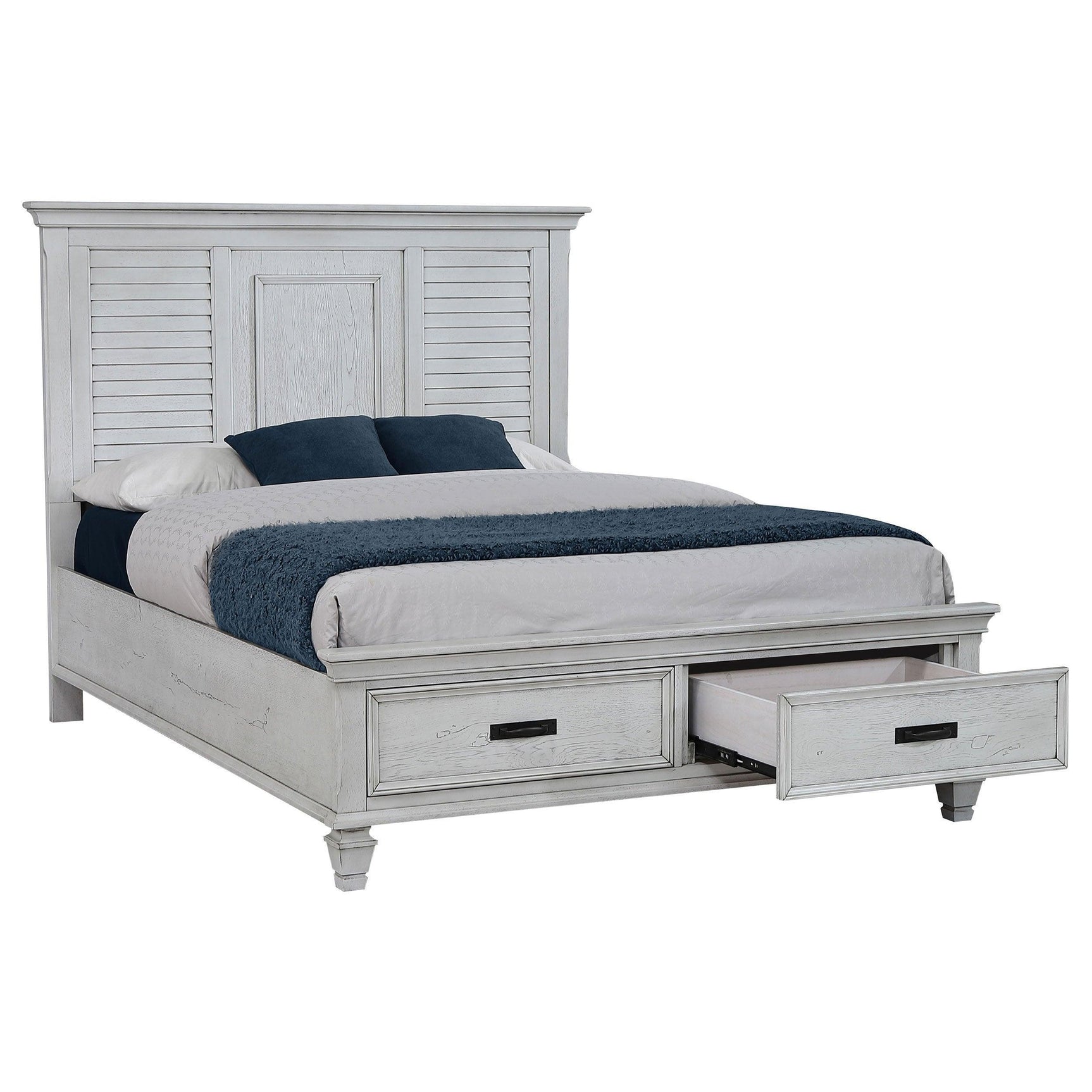 Franco Antique White Storage Bedroom Set - Ella Furniture