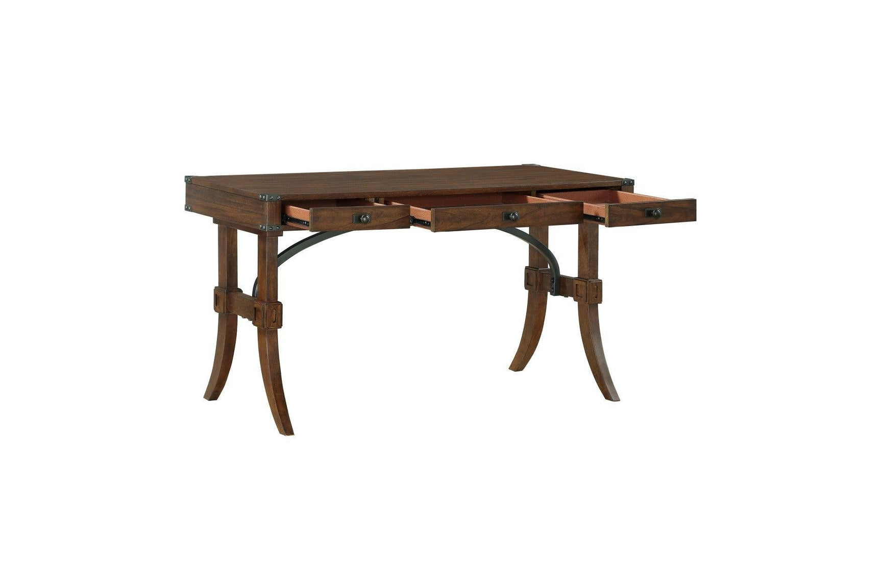 Frazier Park Brown Cherry Modern Traditional Solid Wood Mindy Veneer 3 Drawers Writing Desk - Ella Furniture