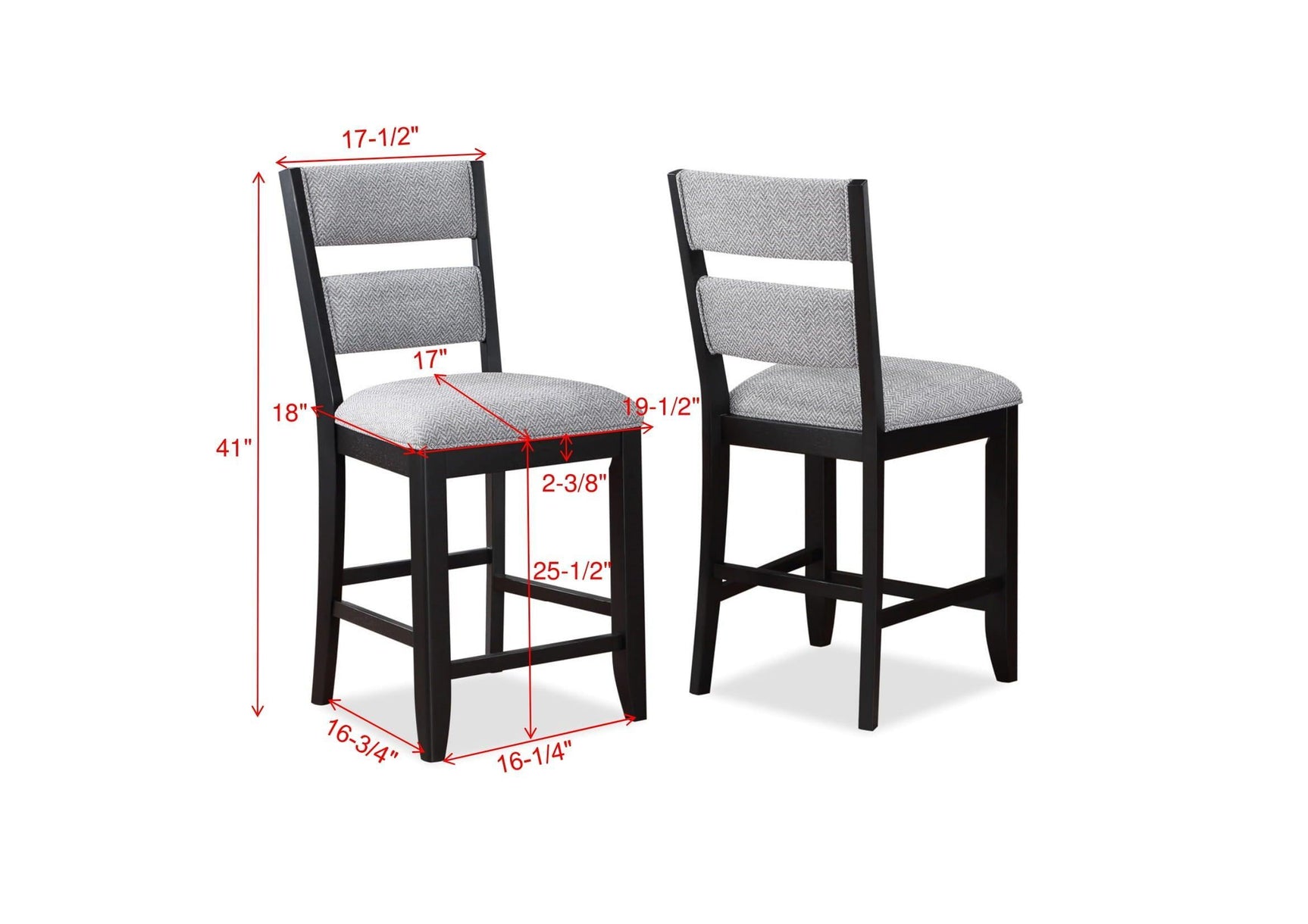 Frey Black-Gray Fabric Seat Rectangular Counter Height Dining Room Set - Ella Furniture