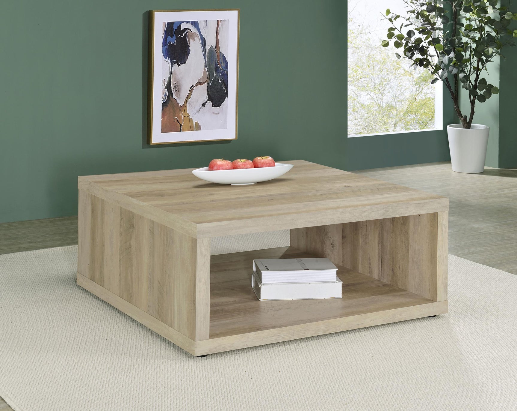 Frisco Square Engineered Wood Coffee Table Distressed Pine 710518 - Ella Furniture