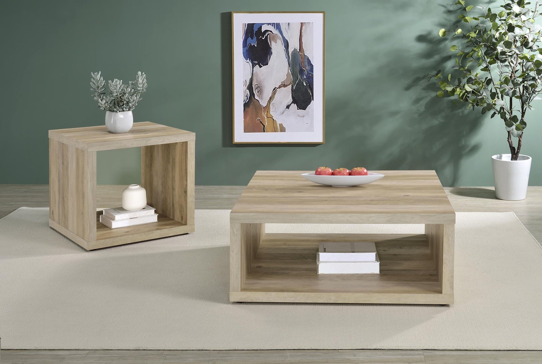 Frisco Square Engineered Wood Coffee Table Distressed Pine 710518 - Ella Furniture