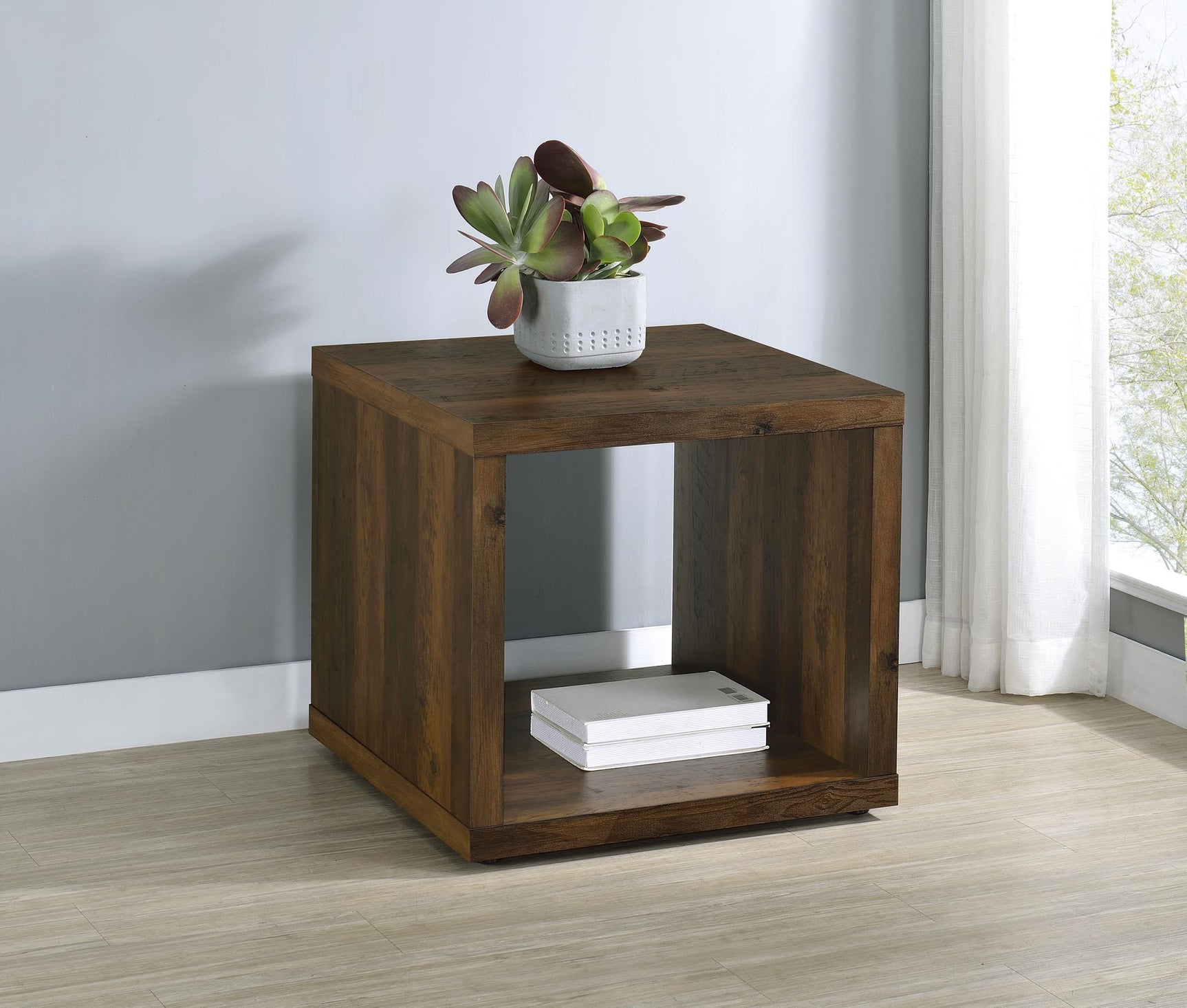 Frisco Square Engineered Wood Side End Table Dark Pine 710507 - Ella Furniture