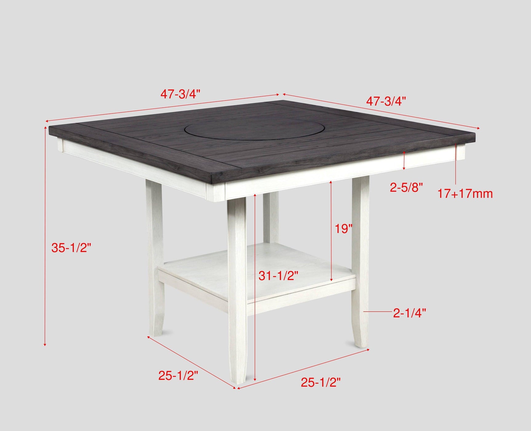 Fulton Chalk-White Modern Traditional Wood Square Counter Height Dining Room Set - Ella Furniture