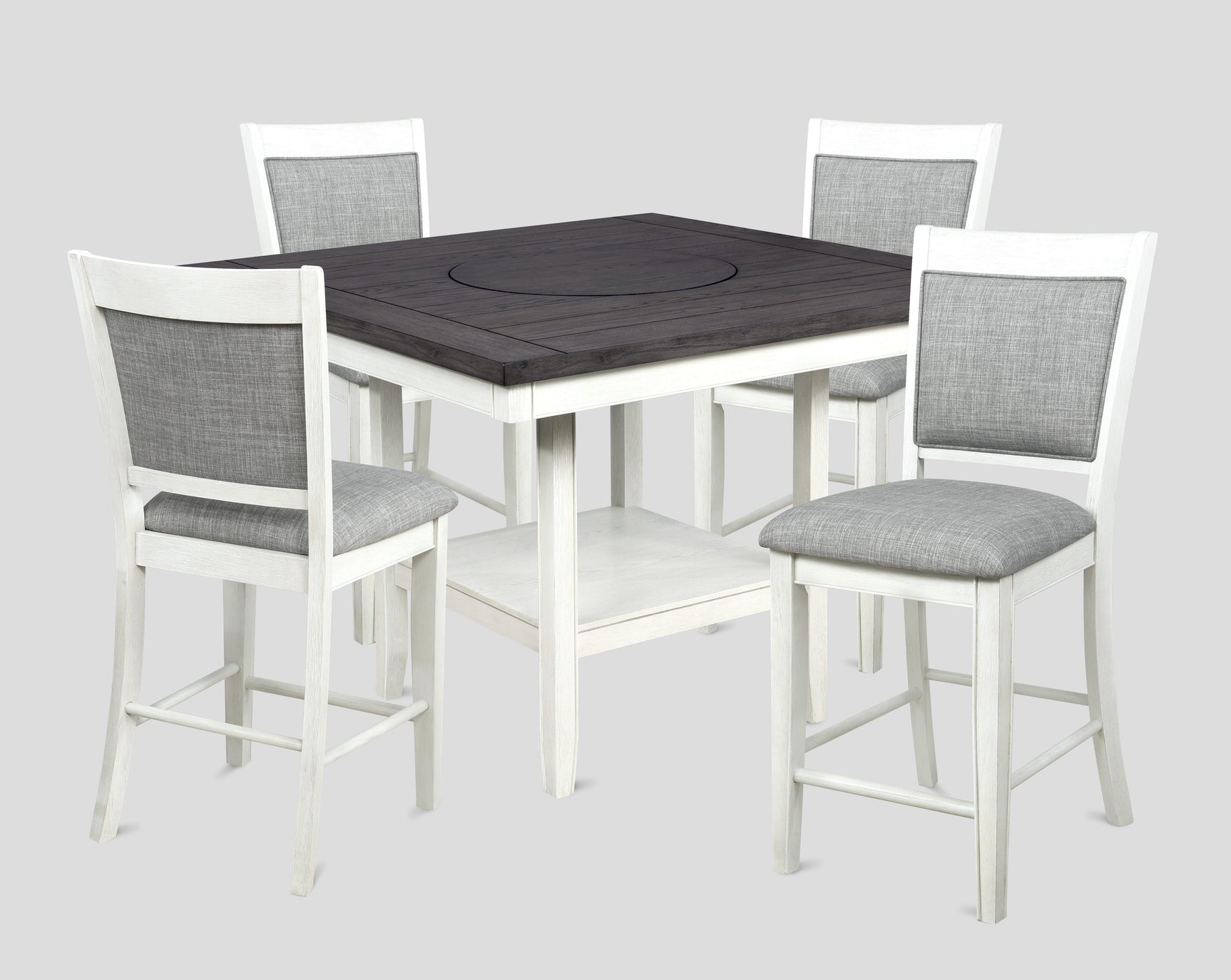 Fulton Chalk-White Modern Traditional Wood Square Counter Height Dining Room Set - Ella Furniture