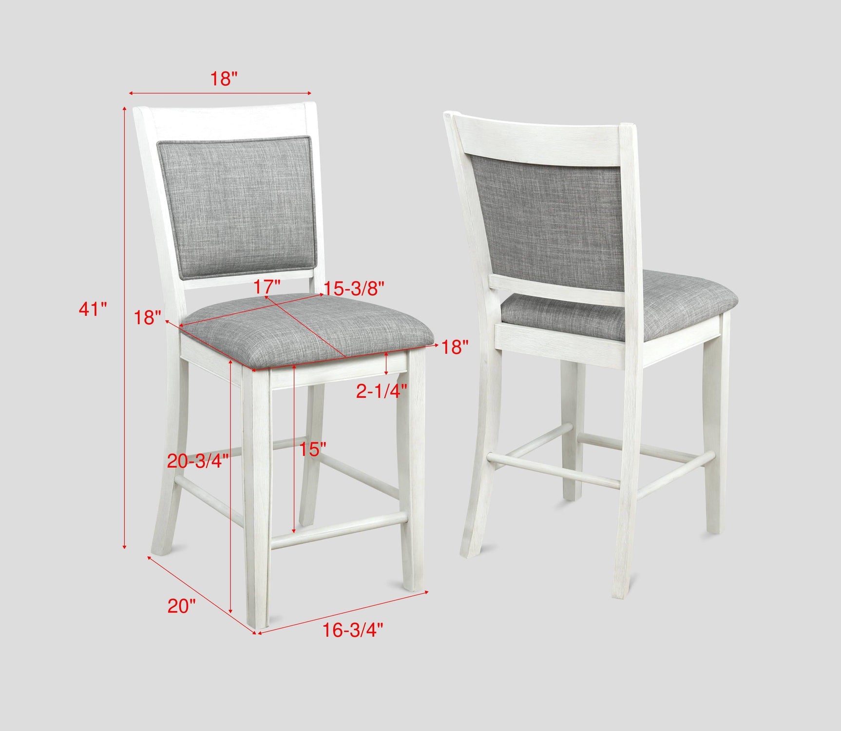 Fulton Chalk-White Modern Traditional Wood Square Counter Height Dining Room Set - Ella Furniture