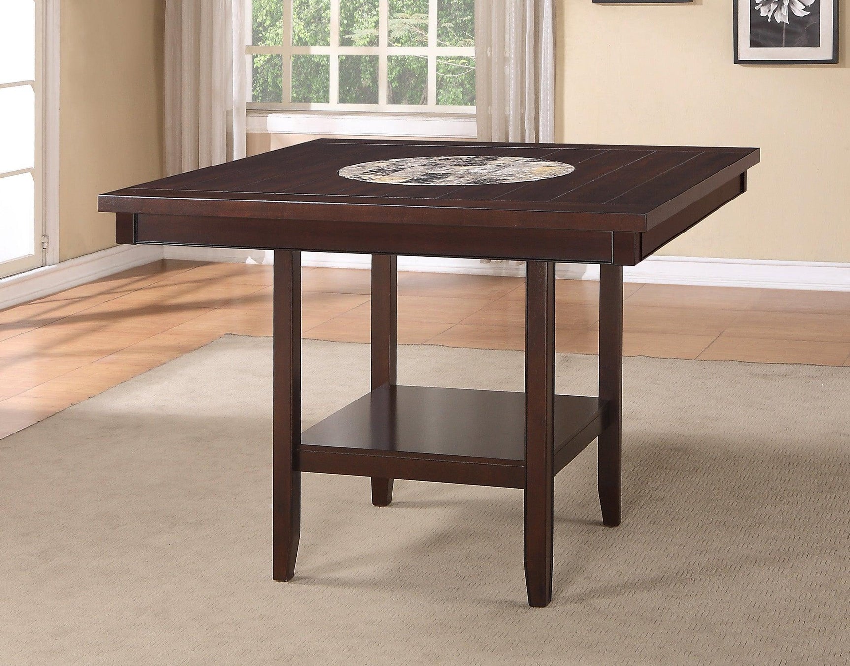 Fulton Espresso Modern Traditional Wood Square Counter Height Dining Room Set - Ella Furniture