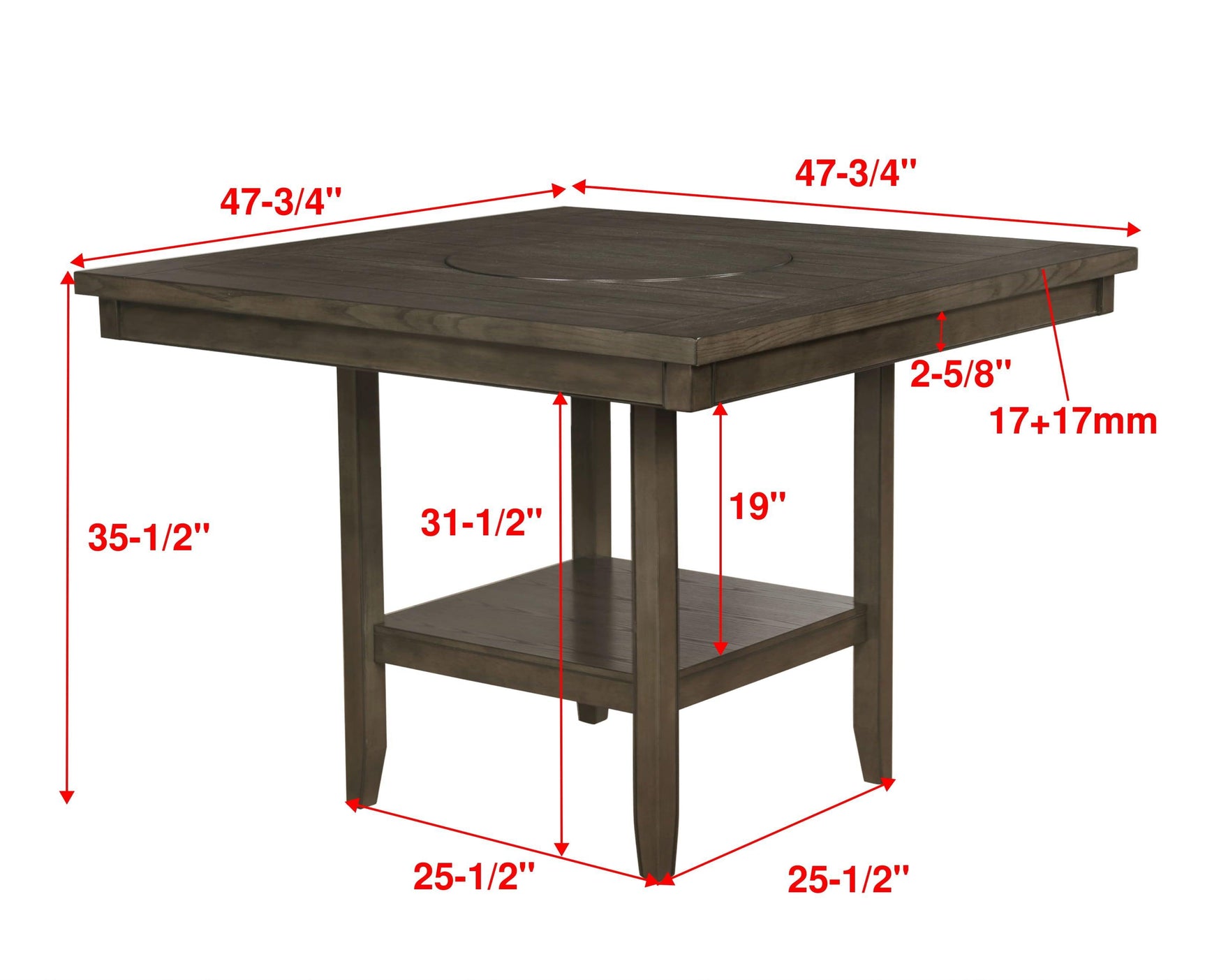 Fulton Gray Modern Traditional Wood Square Counter Height Dining Room Set - Ella Furniture