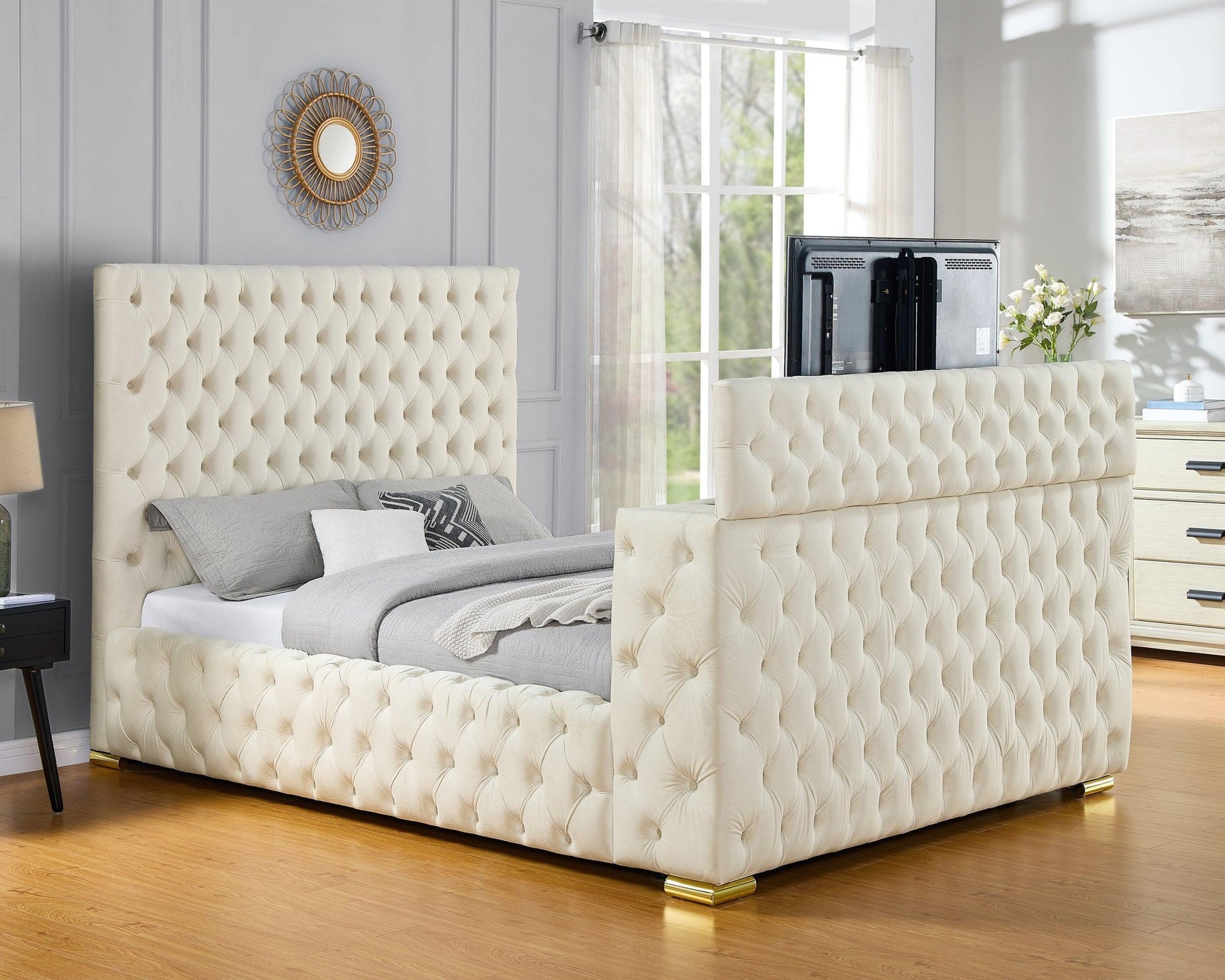 Future Beige Platform King Bed - Ella Furniture