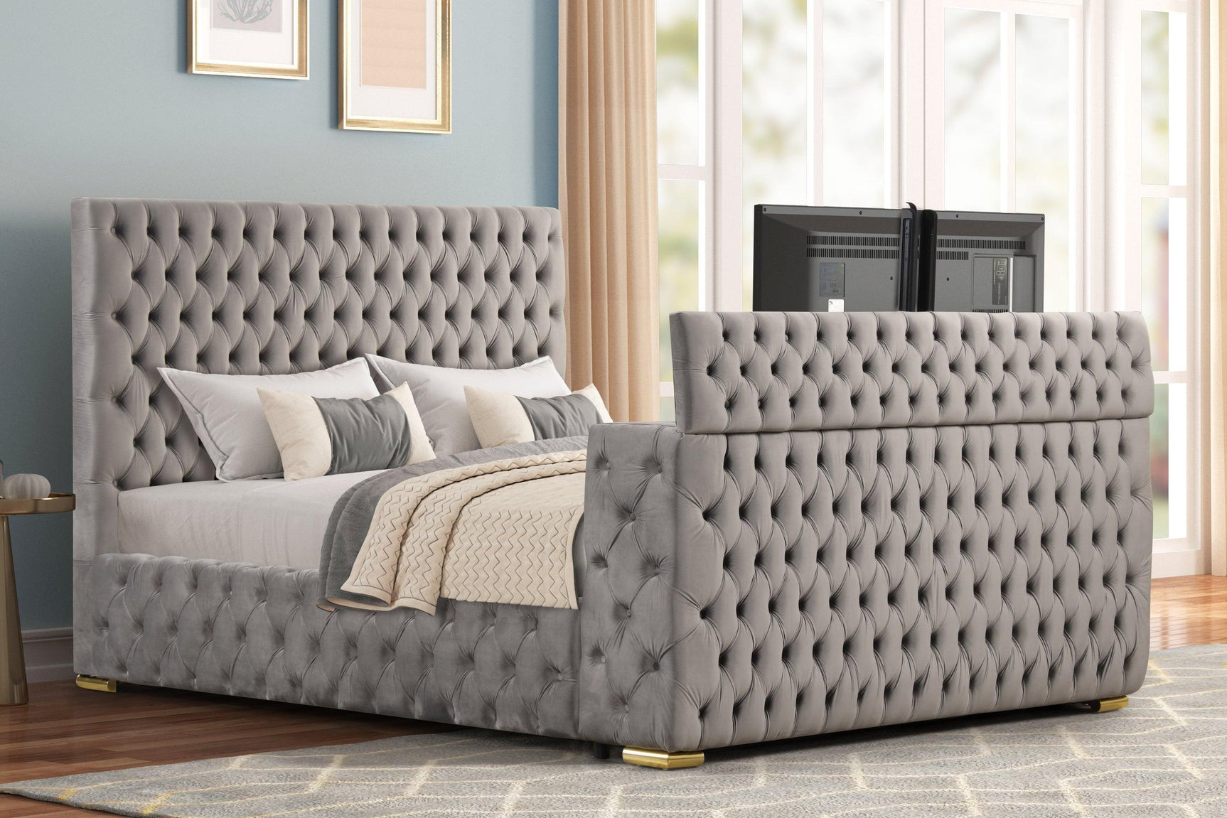 Future Gray Platform Bed - Queen, King (Queen) - Ella Furniture