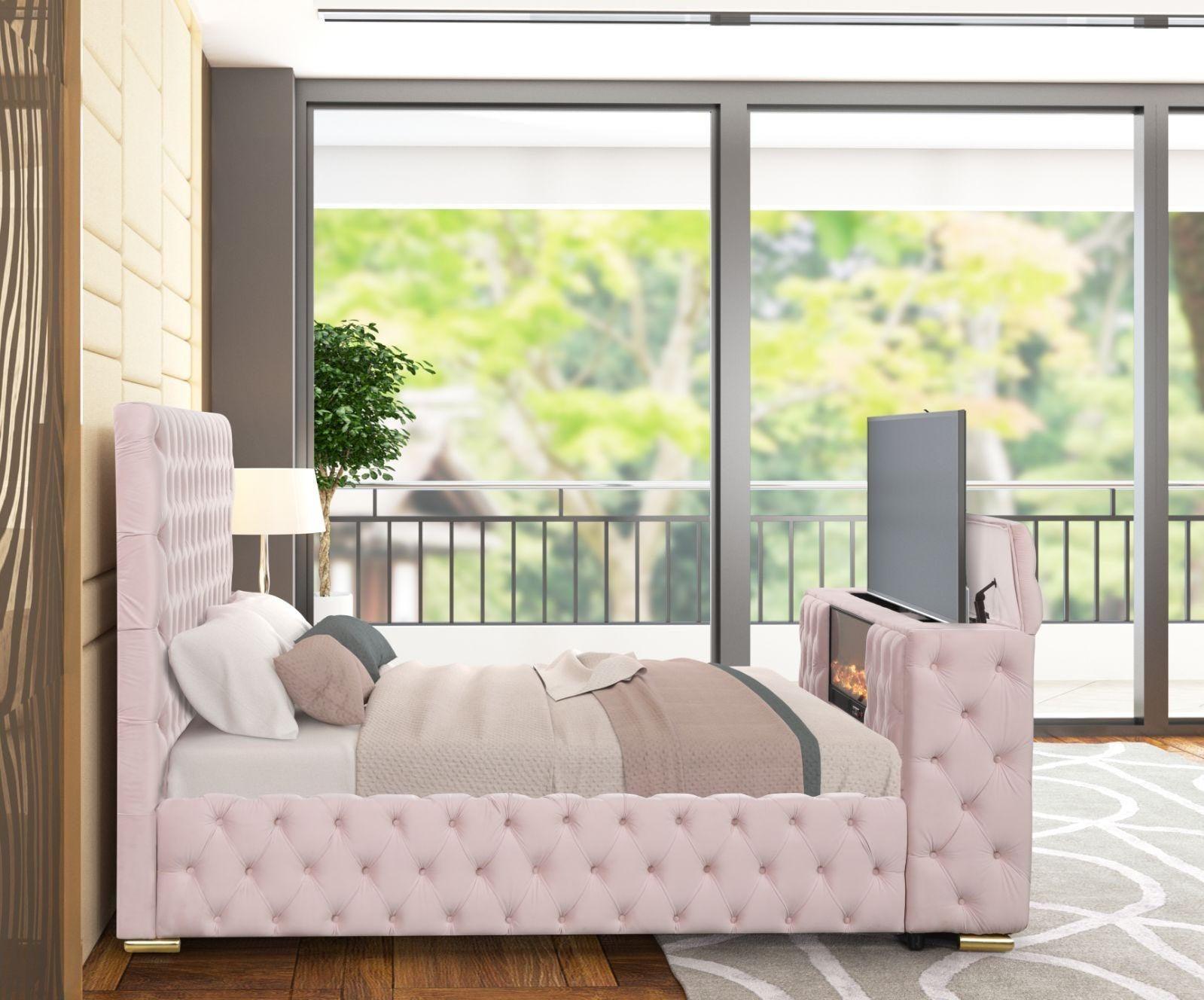 Future Pink Platform Bed - Queen, King (King) - Ella Furniture