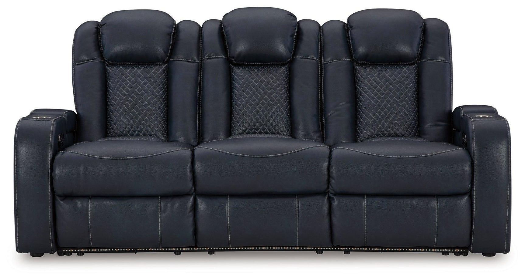 Fyne-dyme Sapphire Faux Leather Power Reclining Sofa - Ella Furniture
