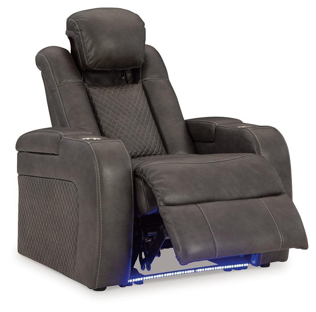 Fyne-dyme Shadow Faux Leather Power Recliner - Ella Furniture